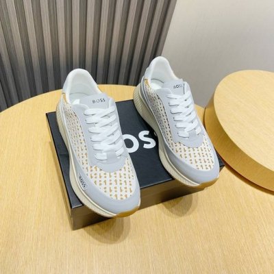 工厂 Boss 新款男仕运动鞋 知名运动品牌新款隆重上市 以奢华高端设计出货 鞋面原版定制透气布制作 羊皮垫脚 叠层设计鞋面线条感层次分明，轻质橡胶大底。轻奢风