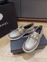 顶级版本 Chane*2024新款珐琅扣复古乐福鞋 鞋面原版定制进口牛皮，内里定制羊皮，加厚意大利真皮底 Size：35-41 40.41定制不退换