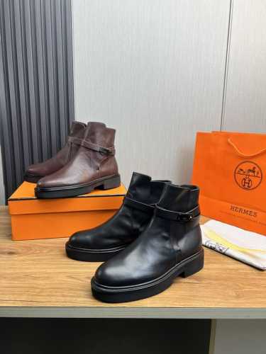 工厂价 Herme* 爱马仕 家24Ss秋冬新品靴！经典靴型+英伦拼色设计，经典耐看！原版倒模楦型，极致1:1形体，进口高端呈现出精致质感！ 开模定制a级高密私