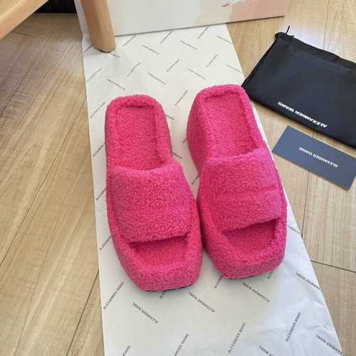 橙子出厂价 Alexander Wang 亚力山大王 秋冬新款 松糕厚底毛毛拖鞋 高跟凉拖鞋 底厚：9Cm 码数：34-41