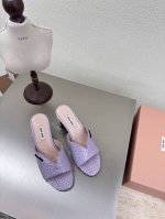 miu'miu 钻跟 拖鞋 紫色 石头纹 对版 平底设计 系列 Miu'miu 经典舒适 制作 360 原版一致 意大利真皮大底 高版本 面料 压纹牛皮 原版一