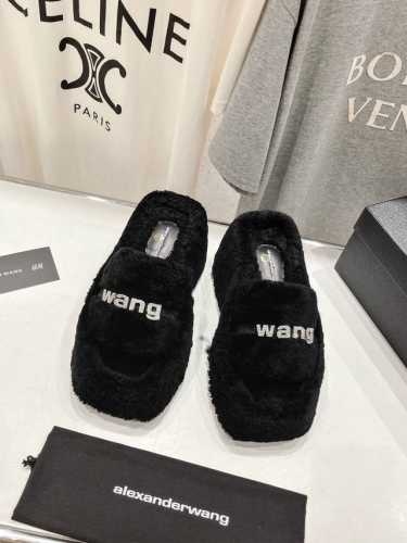 高版本出厂 Alexander Wang 大王松糕厚底水台羊卷毛拖鞋 24Ss秋冬最新爆款系列厚底毛毛拖鞋 专柜同步 顶级版本 鞋面：进口订制a级羊卷毛 垫脚：
