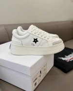 工厂价： Dior 迪奥 2024五角星印花厚底增高运动休闲鞋， 原版复制：进口小牛皮面料， 原版ip发泡大底35-41