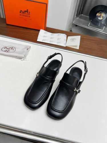 布面 ，皮面 ，真皮底40， 2024早春新款，，Hermès ，版型做工材料升级。 Hermes市场最高版本纯手工鞋 顶级产品爱马仕拖鞋 采用：Hermers