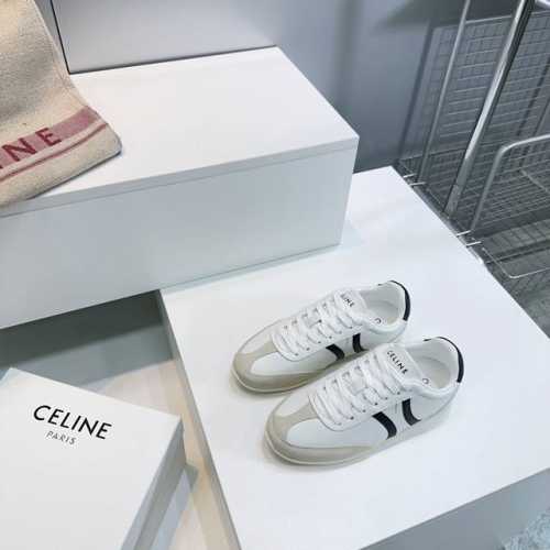 高品质出厂平底女 ！男 ！顶级品质 情侣款Celine赛琳2025春夏新品秀场主推款凯旋门徽标系带休闲鞋小白鞋 简单舒服，干净利落，增高显腿细，无论是单穿还是搭