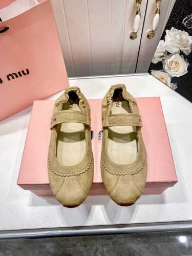 橙子出厂价P Miumiu 缪缪 春夏新款 一字带平底鞋 芭蕾舞鞋 平底单鞋 真皮版本 码数：35-40