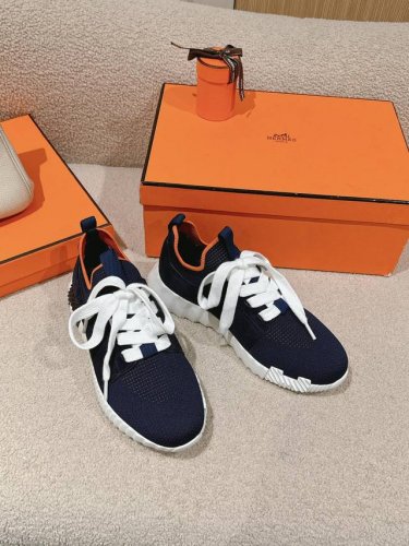 工厂价 爱马仕 Hermes 2024春夏经典情侣款 Flex 休闲系带运动鞋 H家编织bolduc细节厚底拼色一脚蹬毛线袜子跑鞋 材质：进口环保梭织羊毛面料