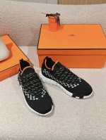工厂价 爱马仕 Hermes 2024春夏经典情侣款 Flex 休闲系带运动鞋 H家编织bolduc细节厚底拼色一脚蹬毛线袜子跑鞋 材质：进口环保梭织羊毛面料