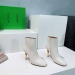 高品质出厂 ！顶级品质bottega Veneta Ss新品爆款方头麻花金属跟高跟女士knot及踝靴短靴。Bv新款鎏金绳结高跟抢手大爆款，Ins&小红书巨多网红