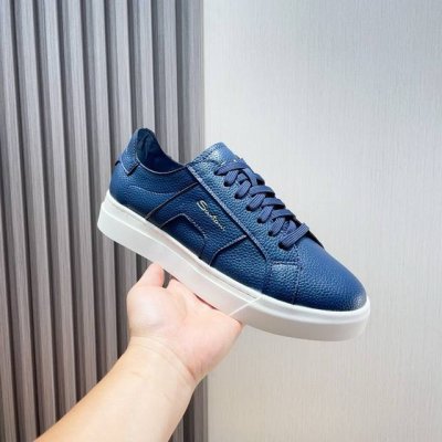 工厂 圣东尼 欧洲santoni 新款运动休闲鞋 专柜同步上线原版本 1:1原鞋鞋开发，上脚非常舒适 做工精细 鞋面由头层牛皮制成，侧边饰有品牌logo标志 ，