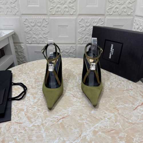 YSL.顶级版本.高品质. 配置全套包装2025新款 官网同步 1:1开模 水钻装饰包头鞋鞋面：真丝内里：羊皮跟高: 10.5cm大底：A级原版黑色真皮大底 码