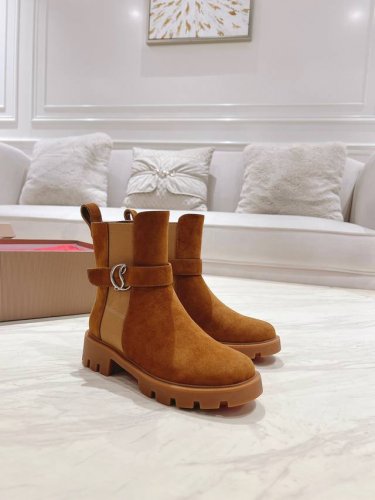 顶级版原版盒Christian Louboutin 2025S原版做货重工cl 新款粗跟厚底靴 筒高15Cm ～材质：进口小牛皮内里：羊皮里大底：原版开模1:1
