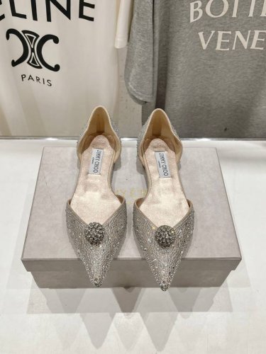 高版本出厂 Jimmy Choo*｜Jc 吉米周2024Ss夏季新款简约尖头平底鞋单鞋 原版套楦，完美的线条，简约大气上脚显气质 舒适百搭，还能拉长双腿显高显瘦