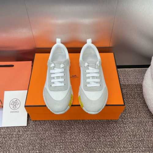 爱马仕 Hermes 2024春夏经典情侣款 Bouncing 休闲系带百搭运动鞋 H家厚底时尚风格拼色跑鞋 材质：鞋面进口环保透气科技面料拼接进口羊猄皮+水染