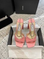 Jimmy Choo 最新烫钻真丝奥钻脚环鱼嘴鞋！Ins上超火爆的单品 出席各种聚会 鞋面：进口羊皮 真丝 格力特 跟高：9.0Cm 内里：定制羊皮 鞋底：意大
