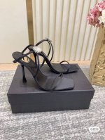 橙子出厂价P Saint Laurent 圣罗兰 Ysl新款 水钻一字带高跟凉鞋 跟高：9Cm 码数：35-40