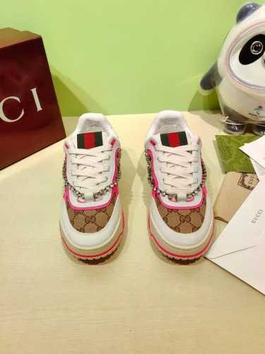 Gucci Ancora 大秀款 Re Web系列 2024情侣款复古运动鞋 小白鞋 厚底鞋 饼干鞋 明星 网红 小红书等必定种草打call 头层牛皮面料 水钻