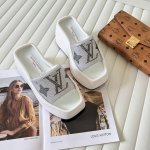 橙子出厂价 Louis Vuitton 路易威登 Lv经典款 水钻松糕厚底拖鞋 高跟凉拖鞋 底厚：9Cm 码数：34-41