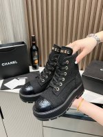 冲量价 厚底新款chanel香奈儿机车靴，，装柜一比一开发，小个子福利，跟高5Cm，电度五金字母，上脚超舒适，少女感十足面料 原版定制羊毛布面内里：羊皮：原版t