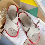 顶级版本：男款 Christian Louboutin 路铂廷cl 红底鞋 Take It Easy系列 铆钉 凉拖鞋 原版购入开发 做货 原版购入开发 做货