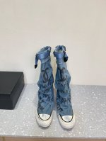 Chanel 香家 24Vs秋冬新款 厚底帆布 长靴子系列 新款上架 这款厚底在欧美街拍中出境率超高，Ins也是火了一把，调鞋楦都调了一个月整体线条流畅性保持跟