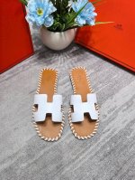 橙子出厂价 HERMES 爱马仕 夏季经典平底H拖鞋 旅游度假沙滩凉拖面料：编织码数：35-42