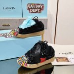 顶级版本 涂鸦 黑色涂鸦 Black Graffiti Lanvin浪凡情侣款Curb运动鞋拼接系带低帮时尚板鞋，涂鸦、泼墨面包鞋滑板鞋高帮鞋一脚蹬 The C