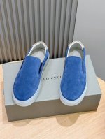 实价 新品Brunello Cucinelli BC春夏新款男士一脚蹬休闲鞋 ，这款本季精美色彩的马裤呢胶底鞋以柔软鞋面材料和绒质感麂皮鞋后跟演绎休闲百搭风格