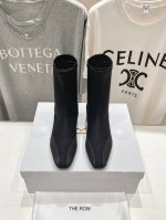 高版本出厂 The Row Ss秋冬爆款小方头弹力短靴及裸靴 非常舒服的矮跟靴，极简设计理念，版型显瘦好穿颜值与实用性并存 鞋面：进口小牛皮+进口弹力 内里垫脚