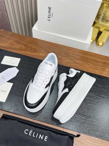 p350 Celine.2025年Celine赛琳 block Triomphe 运动鞋 block Triomphe牛皮革坡跟运动鞋厚底小白鞋 鞋后帮和侧面压