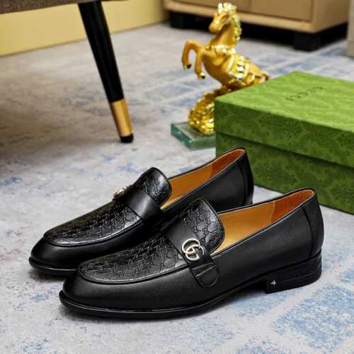 工厂价 古驰 GUCCI 官网男士商务正装皮鞋更新香港专柜同步新款完全一比一复刻出货专柜品质零差距0外均采用进口牛皮制作+皮内里制作，黑色，配码 38-45