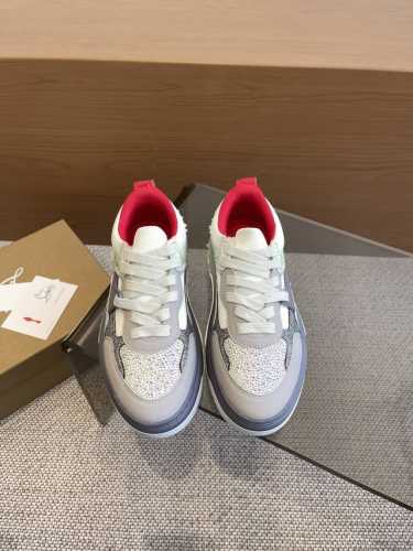 新品 钻面女款 Christian Louboutin 路铂廷cl 红底鞋 Astroloubi系列 明星同款巴黎时装周 拼色休闲铆钉运动鞋板鞋90年代篮球运动
