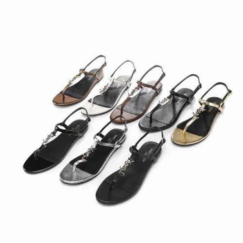 真皮大底P：300 橡胶大底P：250 「Saint Laurent 圣罗兰」Ysl专柜经典夹脚凉鞋。高端定制顶级品质。延续家族经典五金扣设计，简约大气，平底1