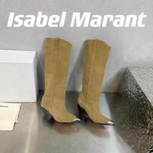 出厂价 Isabel Marant 伊莎贝尔 满满家族风格的一款经典长靴标准的欧美风格代表铁头系列最新配色高靴 原版独家开模做旧纯钢五金 鞋面:头层高丝光牛反绒