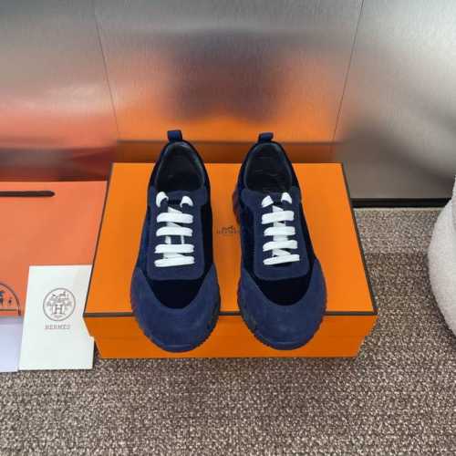 爱马仕 Hermes 2024春夏经典情侣款 Bouncing 休闲系带百搭运动鞋 H家厚底时尚风格拼色跑鞋 材质：鞋面进口韩国真丝绒拼接进口羊猄皮+水染羊皮内