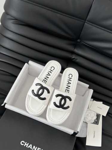 Chanel 25K新款字母拖鞋布鞋面 内里羊皮 原版大底Size:35-39 其他码数定做