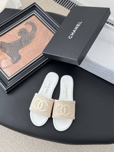 p310 Chanel 25K新款双C拖鞋 羊皮编织面 内里羊皮 真皮大底 size:35-39 其他码数定做