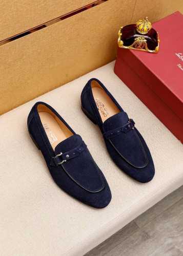 商品商标：Ferragamo 菲拉格慕 休闲皮鞋正码码数: 38-44 45.46.47订制商品材料：精选 进口头层磨砂小牛皮鞋面+奢华五金扣，进口水染牛皮内里
