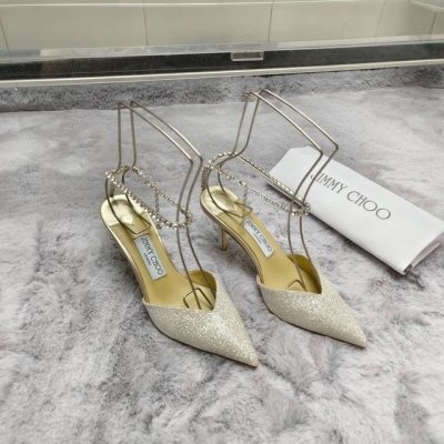 Jimmy Choo 女鞋y钻链条冰银闪粉女鞋 面料：进口冰银闪粉格利特 内里：进口意制小羊皮 超级柔软细腻 大底：进口意大利真皮底 码数：35～39 34、4