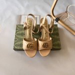 橙子出厂价 Gucci 古驰夏季新款 复古圆头粗跟凉鞋 高跟鞋 跟高：7Cm 码数：34-42