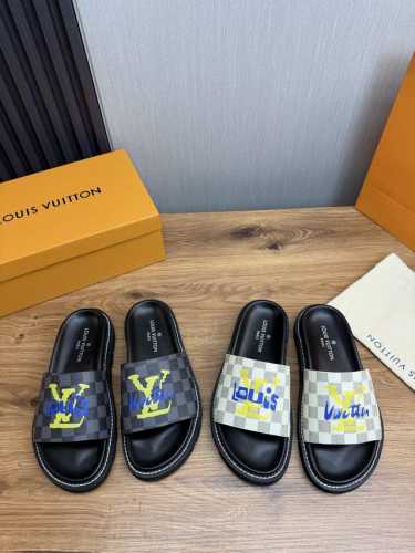 工厂价 Lv男拖鞋官网一比一制作 38-45码 45 46 订做！全真皮拖鞋 ：面牛皮，内里羊皮原版大底