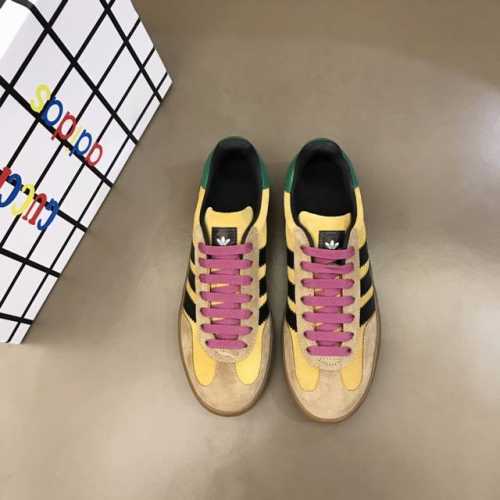 Gucc* X Adidas 22Fw New Arrival G 阿迪 联名板鞋，Adidas经典三线元素与三叶草标志融入gucc*设计元素 大胆的配色夺人眼