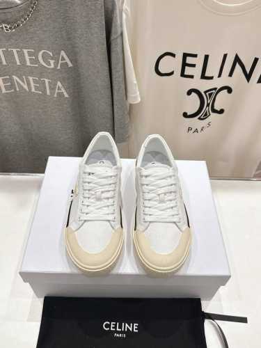 高版本出厂 厚底 Celine* 赛琳 2025Ss春夏走秀新款小白鞋帆布鞋，明星同款 思琳男女同款休闲透气帆布小白鞋，拼色设计非常赞！侧面凯旋门图案雕花与后跟
