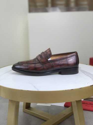 工厂P价P 顶级品质 真皮大底系列 Salvatore Ferragamo 菲拉格慕商务皮鞋，原单 原单 原单 顶级代购品质，鞋面进口精选原版擦色小牛皮，内里垫