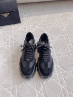 出厂价 Prad*新款拼色厚底鞋 男女同款 顶级版本！ 厚底设计增高6Cm 大底轻便舒适 超好穿 鞋面原版牛皮拼接布面 内里羊皮 垫脚顶级牛皮 原版开模大底 女