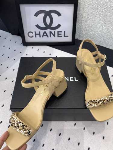 Chanel新款高跟凉鞋 高版本出货 这系列美得让人爱不释手 上脚显得很时髦 进口羊皮鞋面 羊皮内里垫脚 意大利真皮大底 Size: 35-39 40 41订做