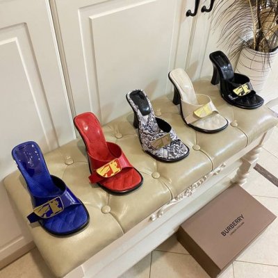 出厂价 ，巴宝莉Burberry新款高跟拖鞋，原版1:1复刻，开边珠面，羊皮里，橡胶大底，跟高约10cm，35-41码 42，43码定做不退换