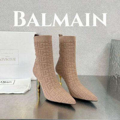 出厂价 Balmain 巴尔曼 独家首发 巴尔曼 最新款提花铁塔跟袜子短靴 重工打造，法国代购原版回来，历经数月全部私模打造，确保所有用料、材质、制作工艺与原版