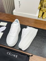 p350 Celine.2025年Celine赛琳 block Triomphe 运动鞋 block Triomphe牛皮革坡跟运动鞋厚底小白鞋 鞋后帮和侧面压