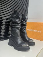 最高版本出厂 Nakedwolfe西部刺绣金属狼头堆堆靴 Nakedwolfe 耐德 沃夫是一家伦敦时装设计师品牌，狼头的知名标识，在奢侈品界享有盛誉，以厚实而